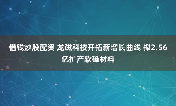 借钱炒股配资 龙磁科技开拓新增长曲线 拟2.56亿扩产软磁材料
